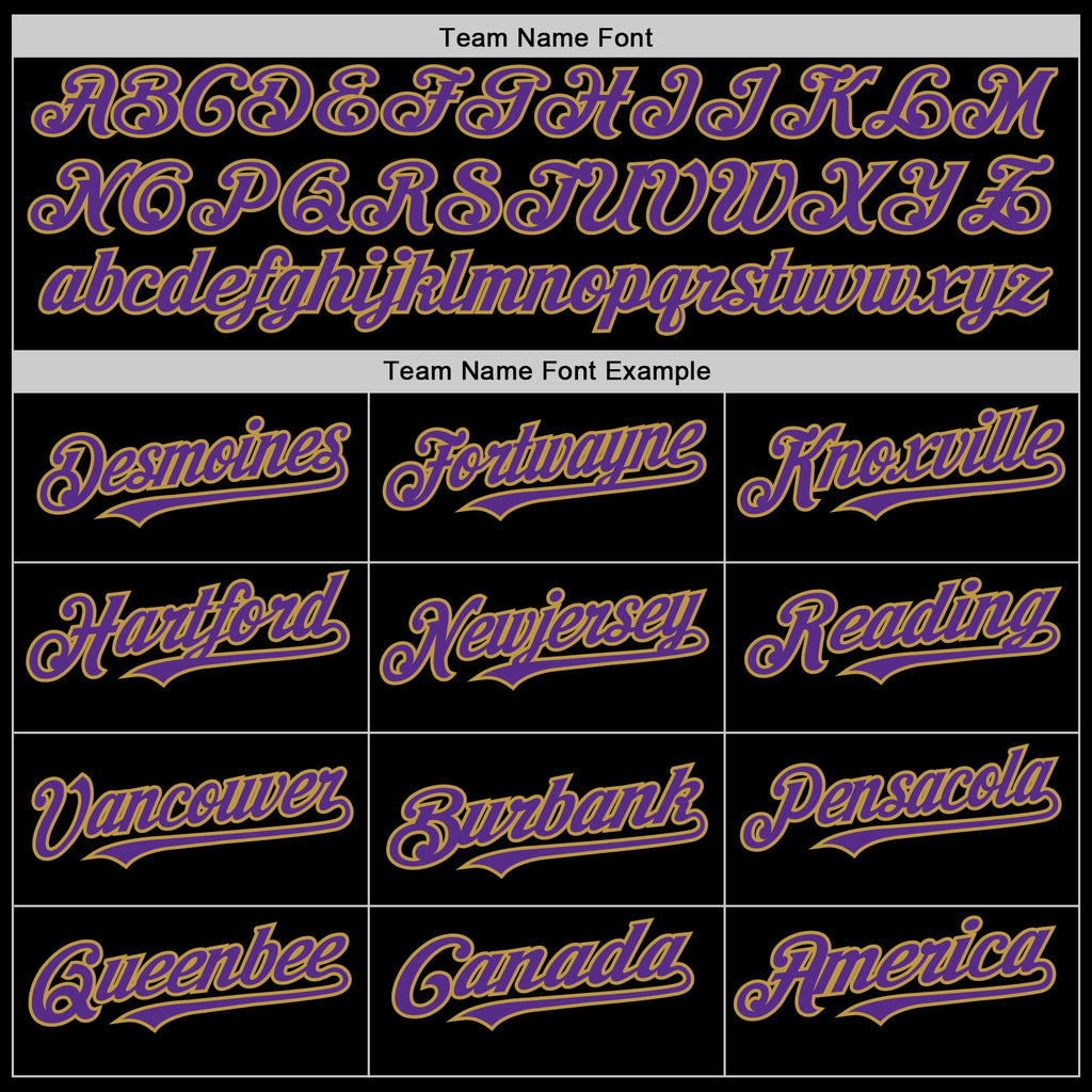 Custom Black Purple-Old Gold Mesh Authentic Throwback Baseball Jersey