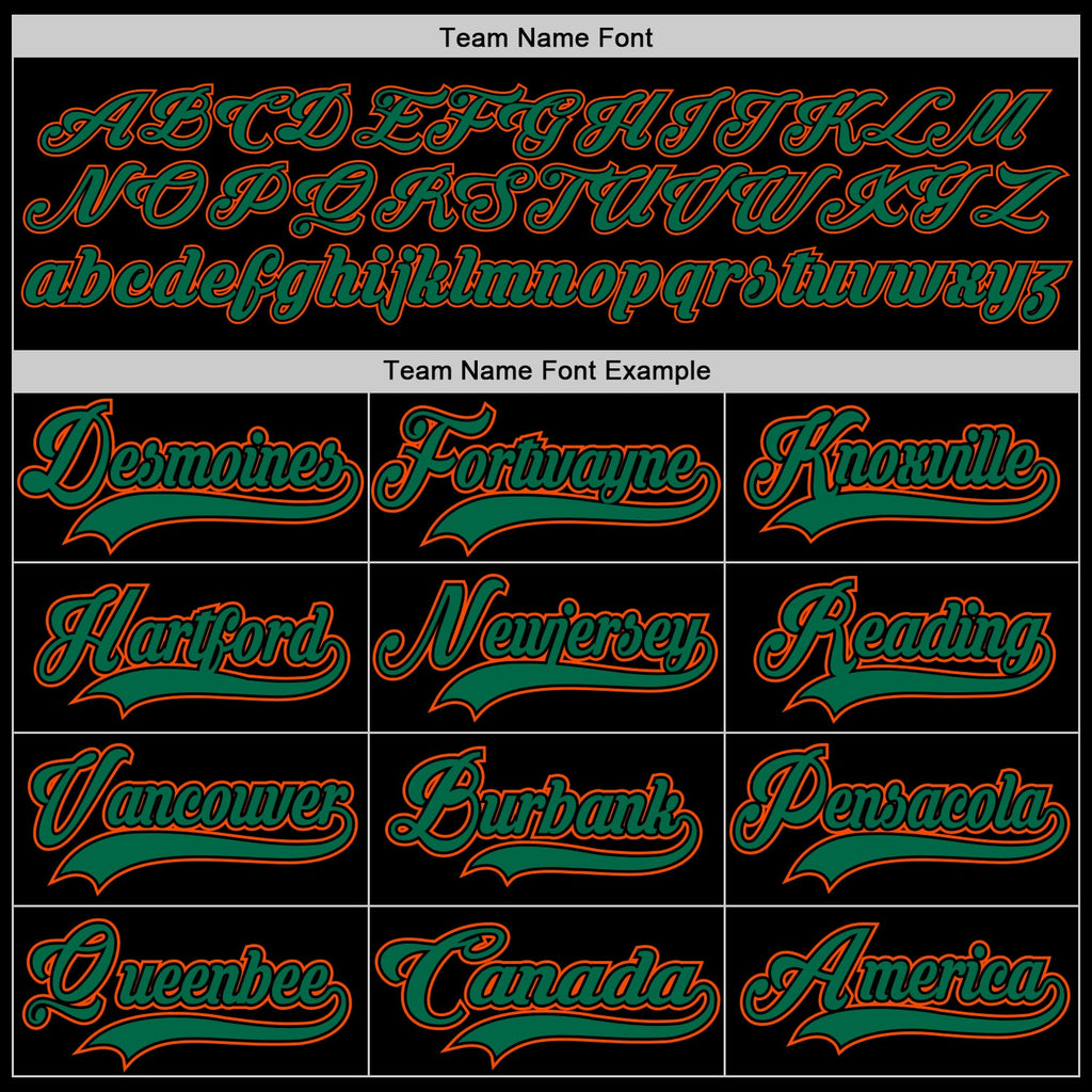 Custom Black Kelly Green-Orange Hockey Lace Neck Jersey