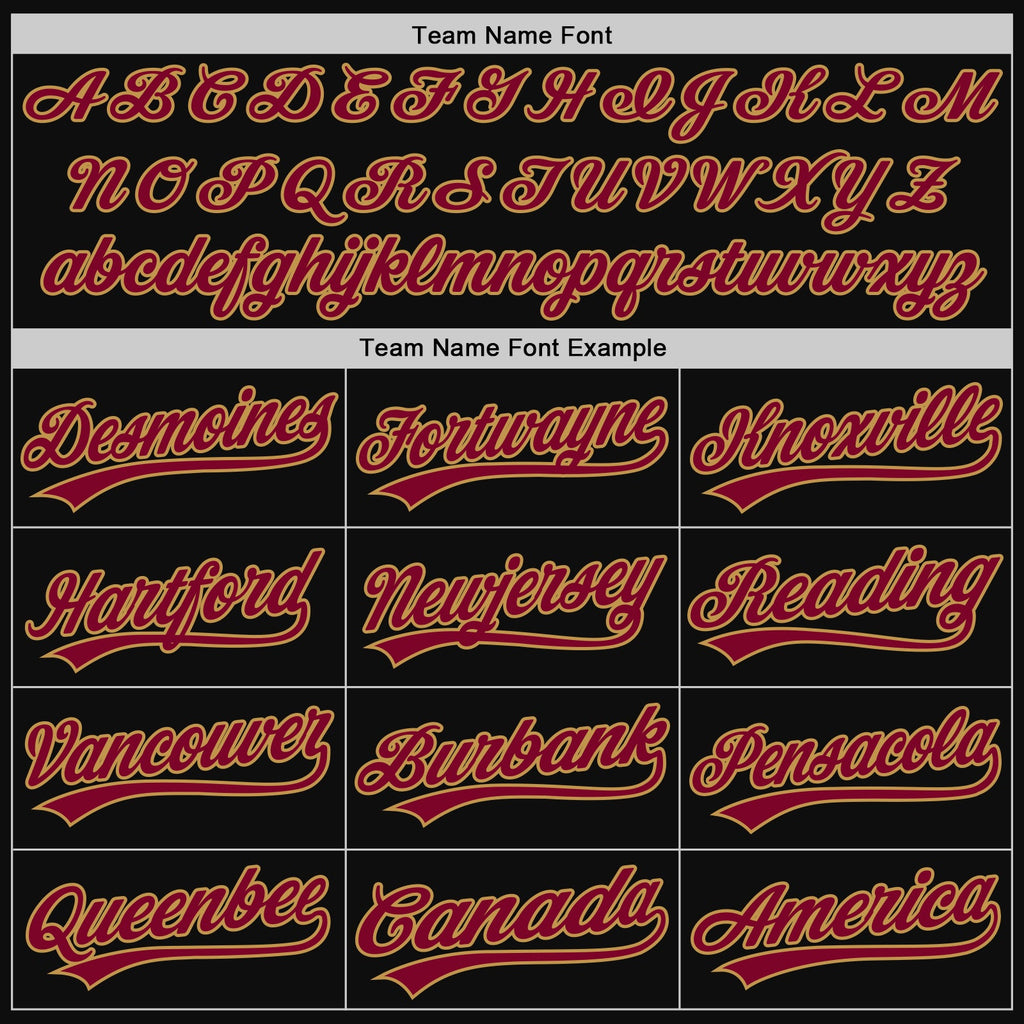 Custom Black Maroon-Old Gold Authentic Throwback Baseball Jersey