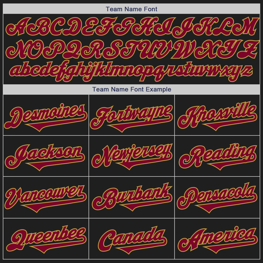 Custom Black Maroon-Old Gold Authentic Baseball Jersey