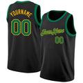 Custom Black Kelly Green-Gold Authentic Basketball Jersey