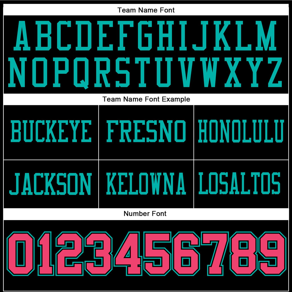 Custom Black Neon Pink-Aqua Authentic Football Jersey