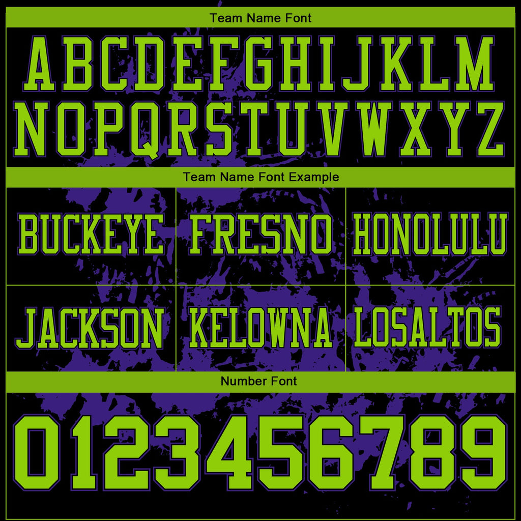 Custom Black Neon Green-Purple 3D Pattern Splash Authentic Football Jersey