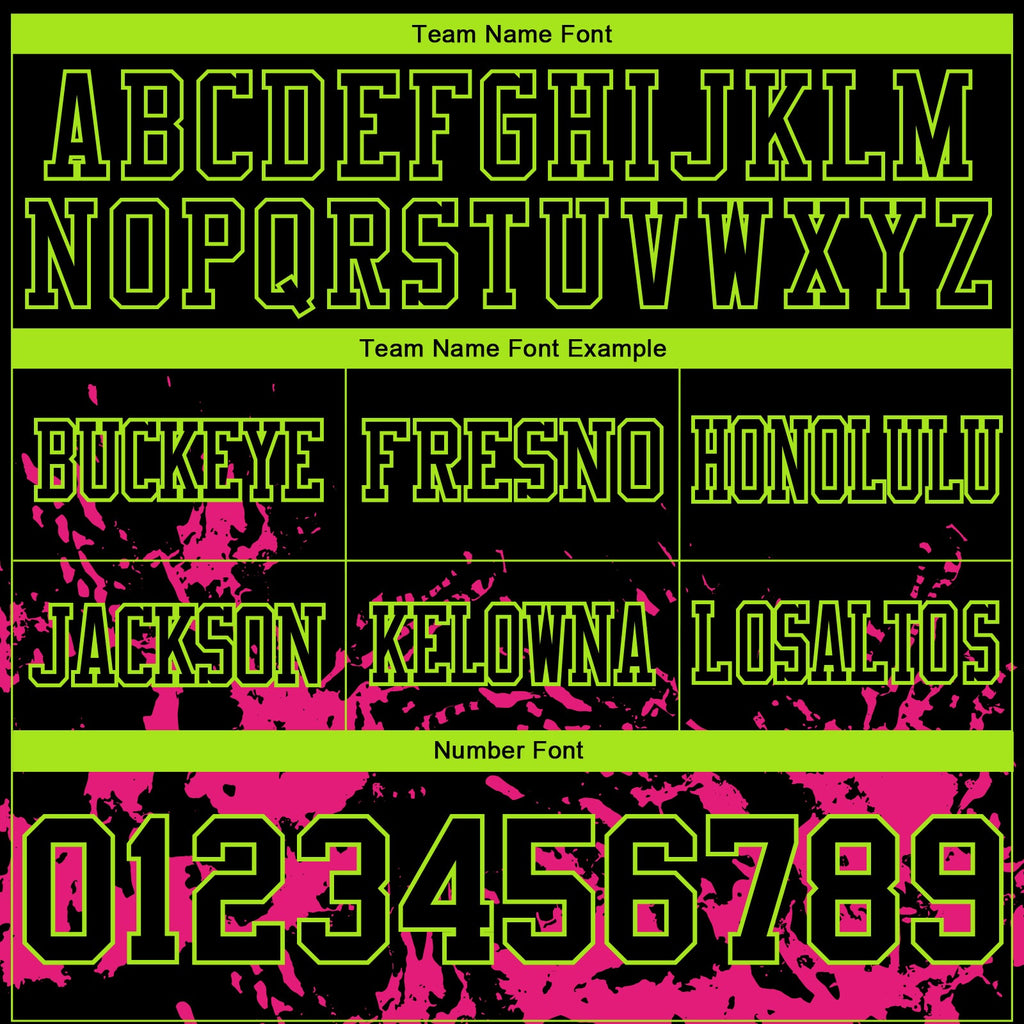 Custom Black Hot Pink-Neon Green 3D Pattern Splash Authentic Football Jersey