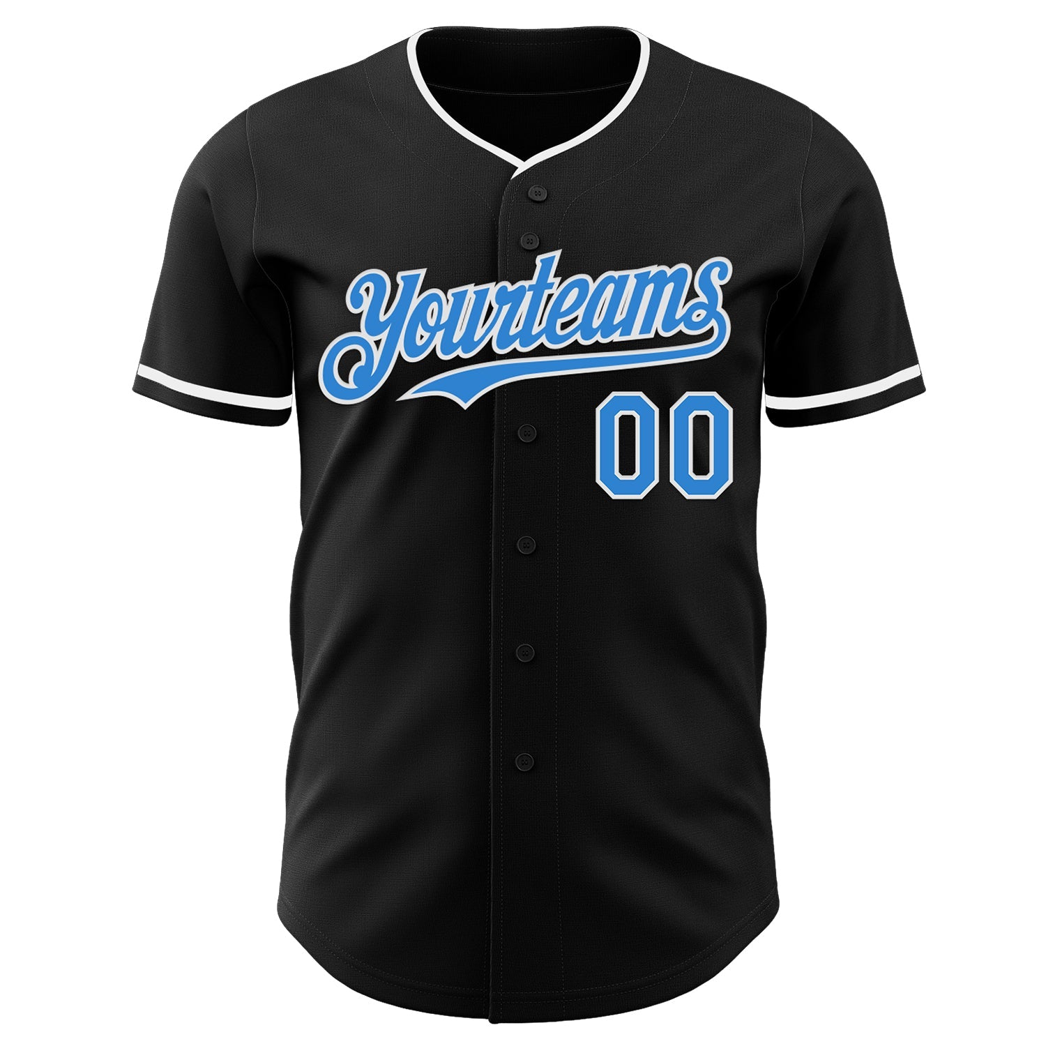 Custom Black Electric Blue-White Authentic Baseball Jersey