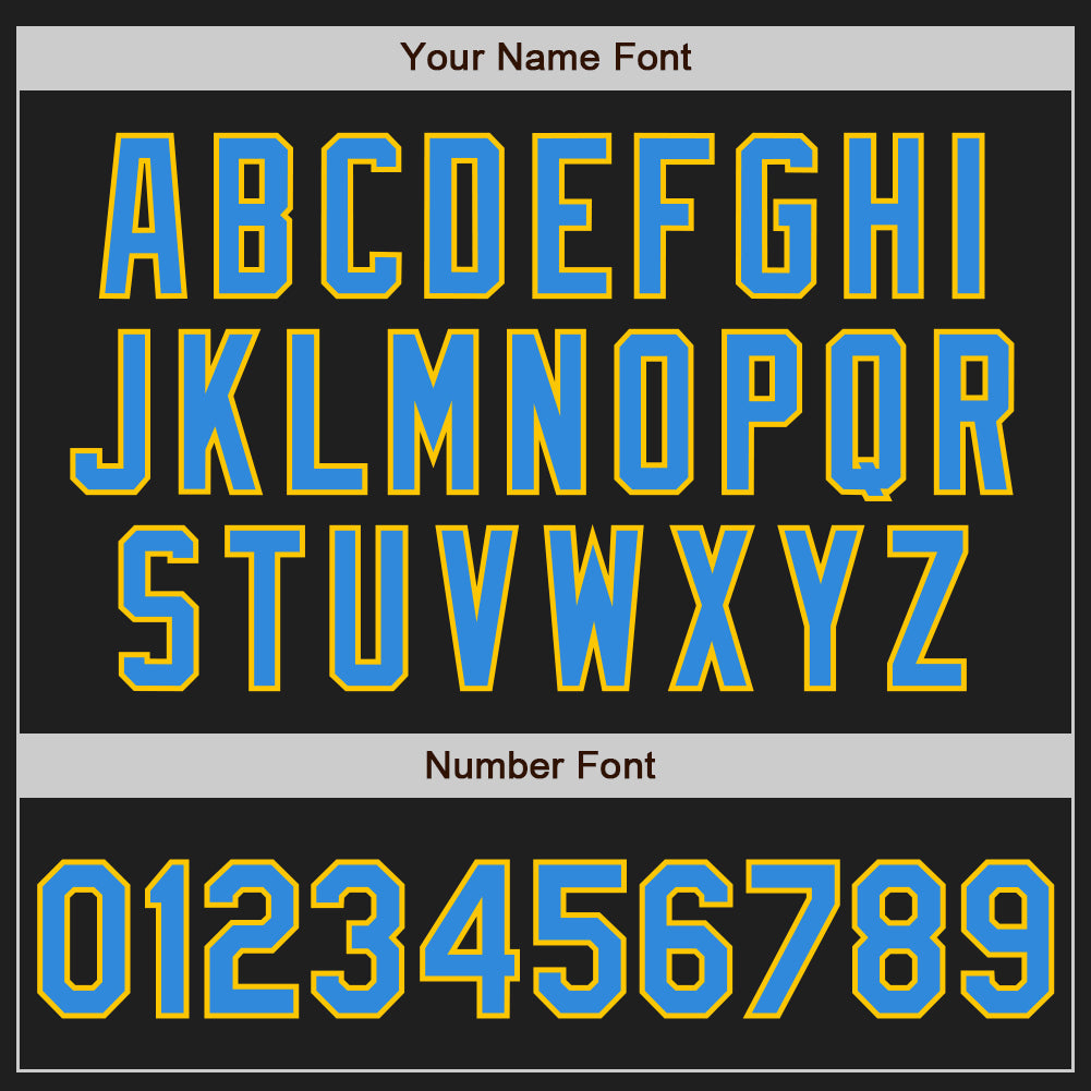 Custom Black Electric Blue-Yellow Authentic Baseball Jersey