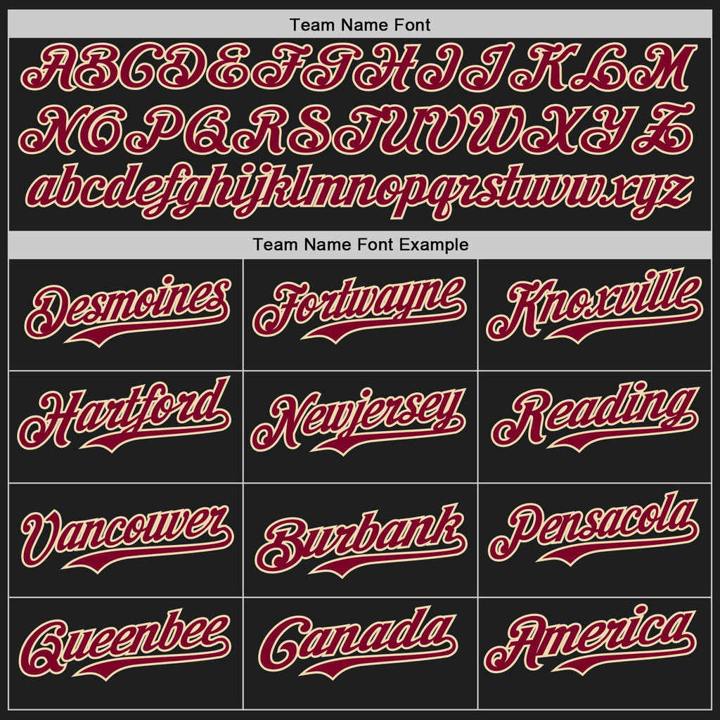 Custom Black Maroon-Cream Authentic Baseball Jersey
