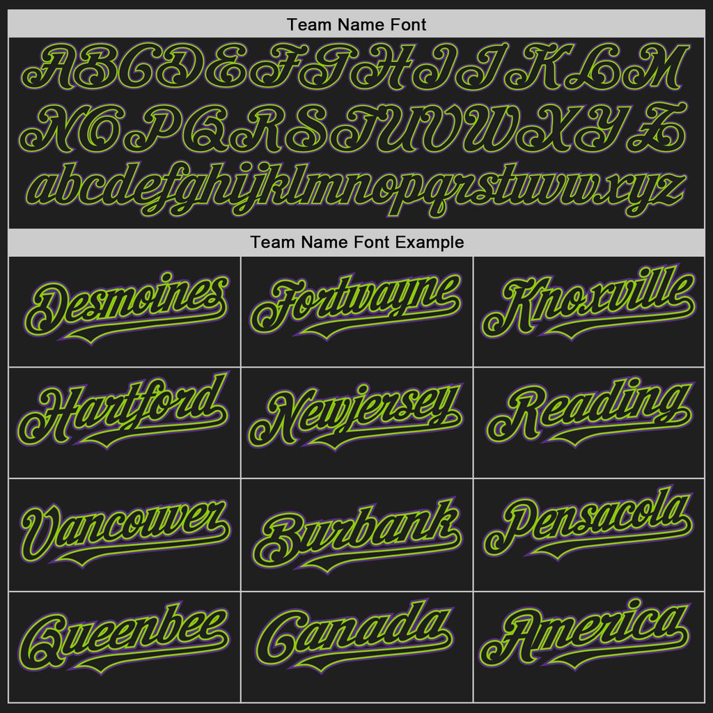 Custom Black Neon Green-Purple Authentic Baseball Jersey