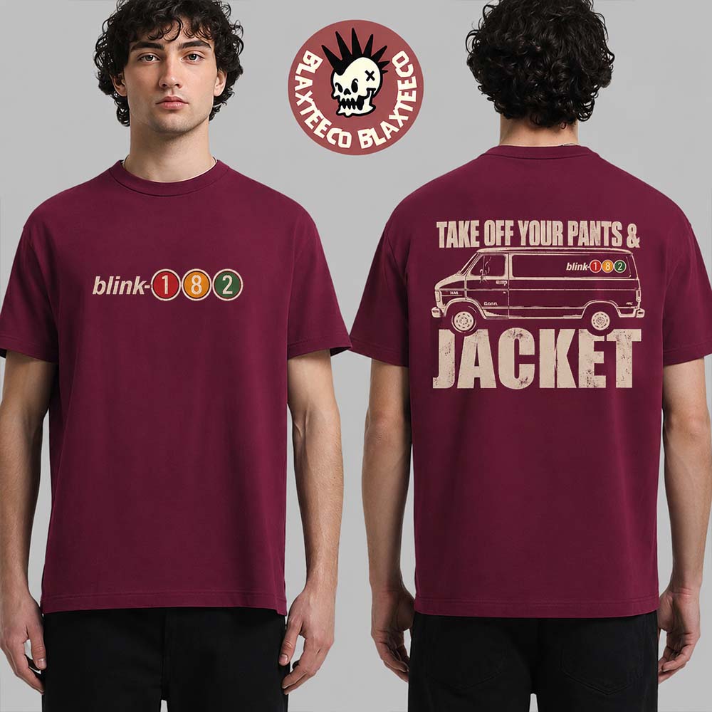 Blink-182 2026 Take Off Your Pants and Jacket Anniversary Pop Up Shop Merch The Van Maroon T-Shirt