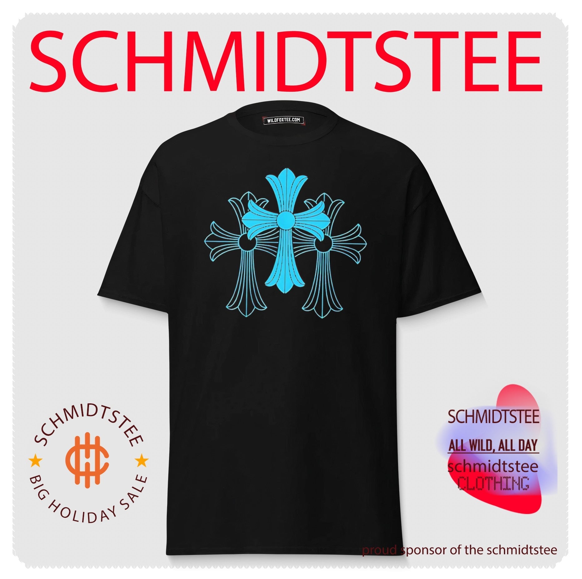 Blue Chrome Heart Cross Streetwear Luxury Fashion shirt