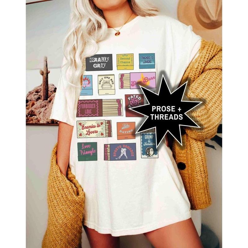 Book Trope Matchbox Shirt Enemies Lovers Morally Grey Book Lovers Romantasy Bookstagram Shirt Booktok Dark T-Shirts
