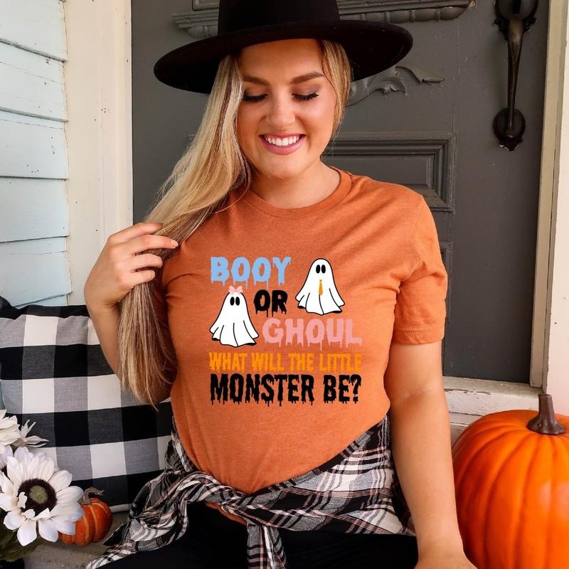 Booy Ghoul Shirt What Will Little Monster Be Matching Family Baby Shower Halloween Gender Reveal Team Boy Team Girl T-Shirts