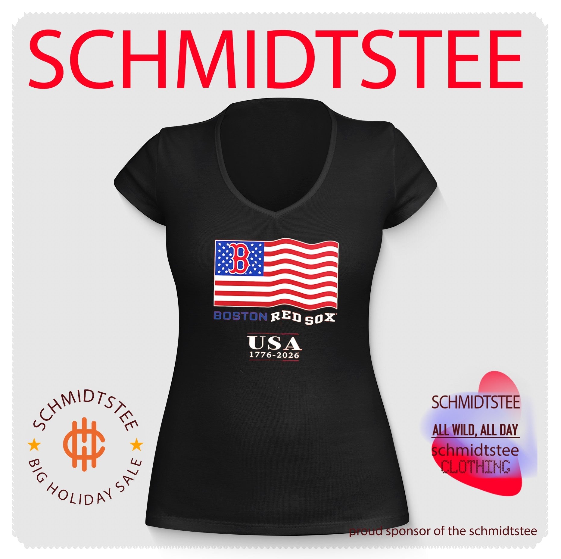 Boston Red Sox USA 1776-2026 Patriotic Flag 4th of July shirt