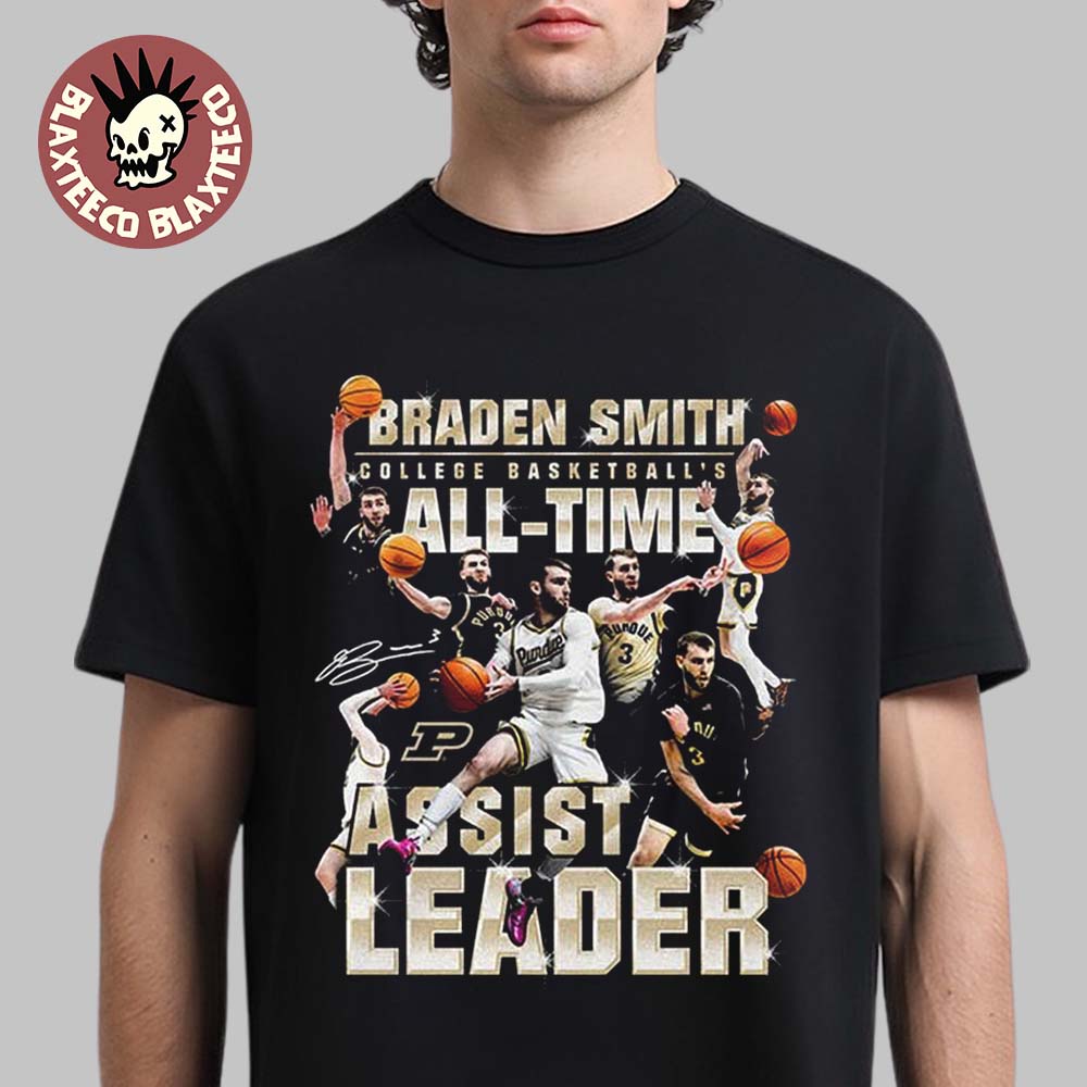 Braden Smith Purdue Boilermakers Men’s College Basketball 2026 All Time Assist Leader T-Shirt