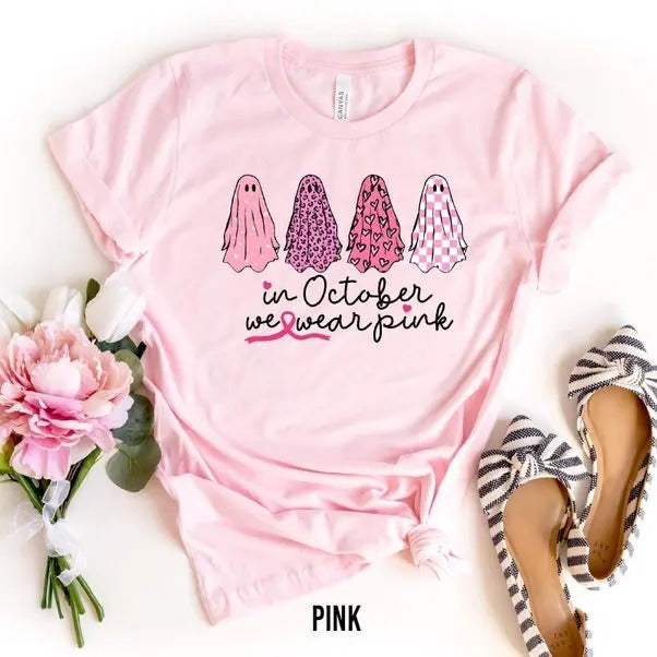 Breast Cancer Support Squad Shirt Breast Cancer October We Pink Ghosts Breast Cancer Awareness Warrior Pink Ribbon T-Shirts