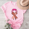 Breast Cancer Pink Ribbon Hand Shirt Family Support Cancer Fighter Cancer Warrior T-Shirts