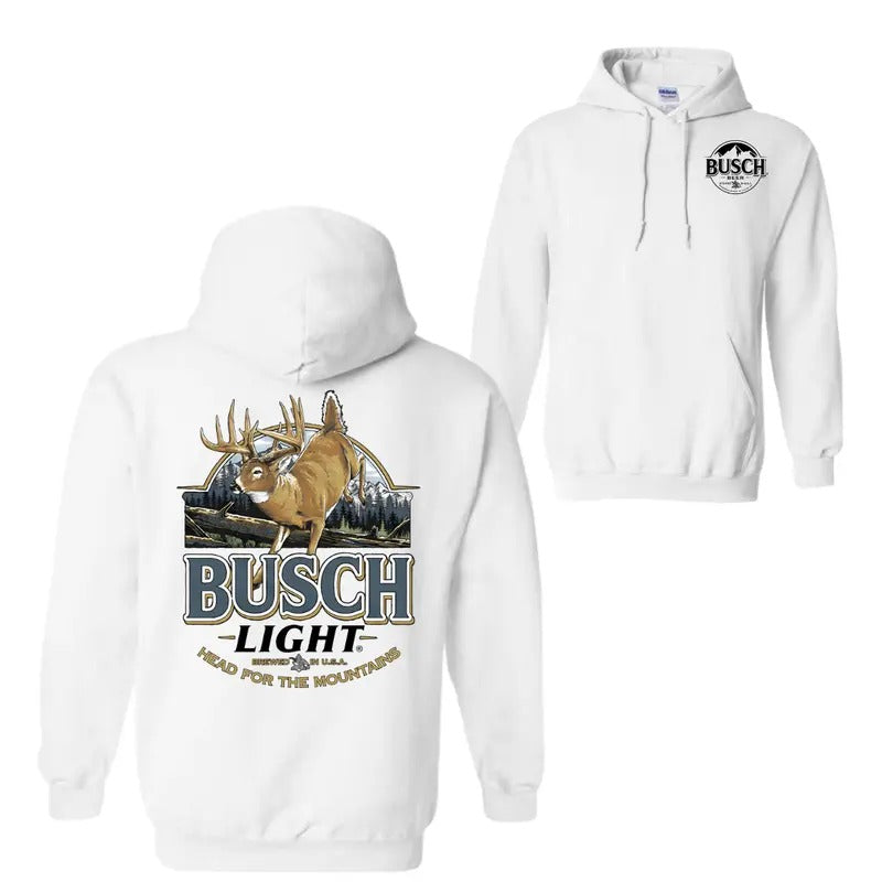 Busch Light Deer Label 2 Sided Vintage Beer Thermal Long Sleeve Top Hunting & Outdoors Menswear T-Shirts