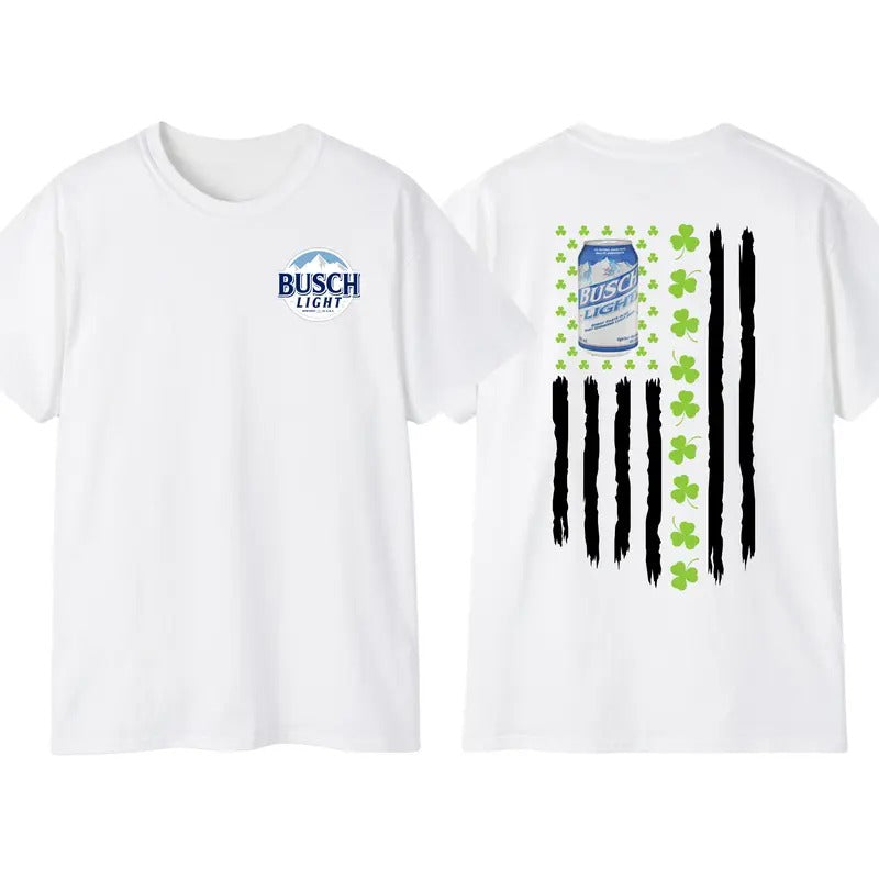 Busch Light Flag Shamrocks St. Patrick'S Day American Flag T-Shirts