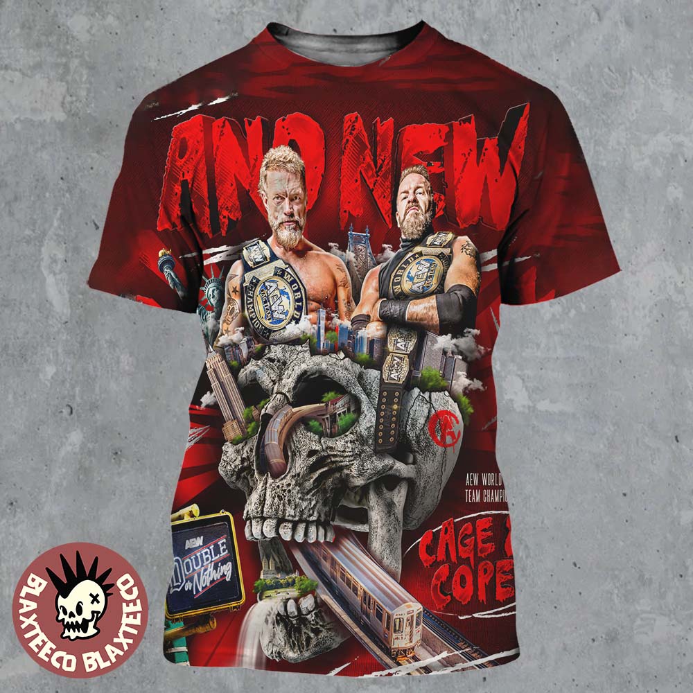 Cage And Cope NEW AEW World Tag Team Champions 2026 AEW Double Or Nothing All Over Print Shirt