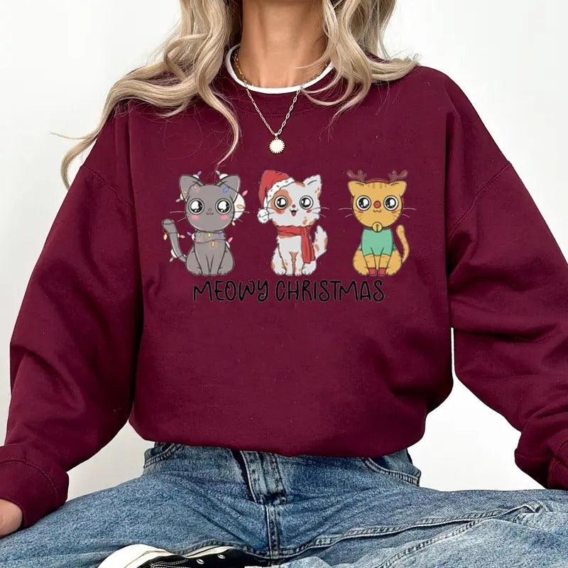 Cat Meowy Catmas Xmas Cat Lovers I Love Cat'S Seasonal Shirt Santa Cats T-Shirts