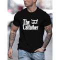 Cat Daddy Print Summer Casual Short Sleeved Crew Necks Menswear T-Shirts