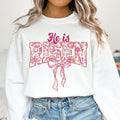 Christian Easter Coquette He Is Risen Pink Floral Chinoiserie Easter Easter Varsity Pink Toile Easter Jesus T-Shirts