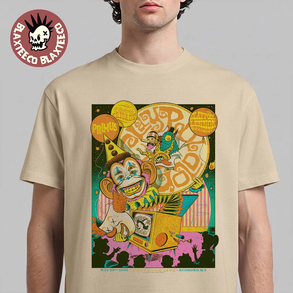 Claypool Gold Primus The Claypool Lennon Delirium and Frog Brigade Redmond Washington 2026 Gig Poster At Marymoor Live On May 23 2026 T-Shirt