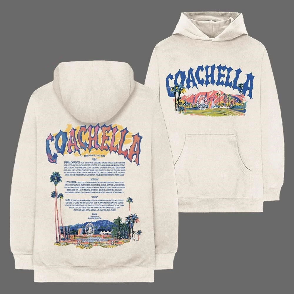 Coachella 2026 Merch In Indio California Pastels 2026 Lineup Hoodie