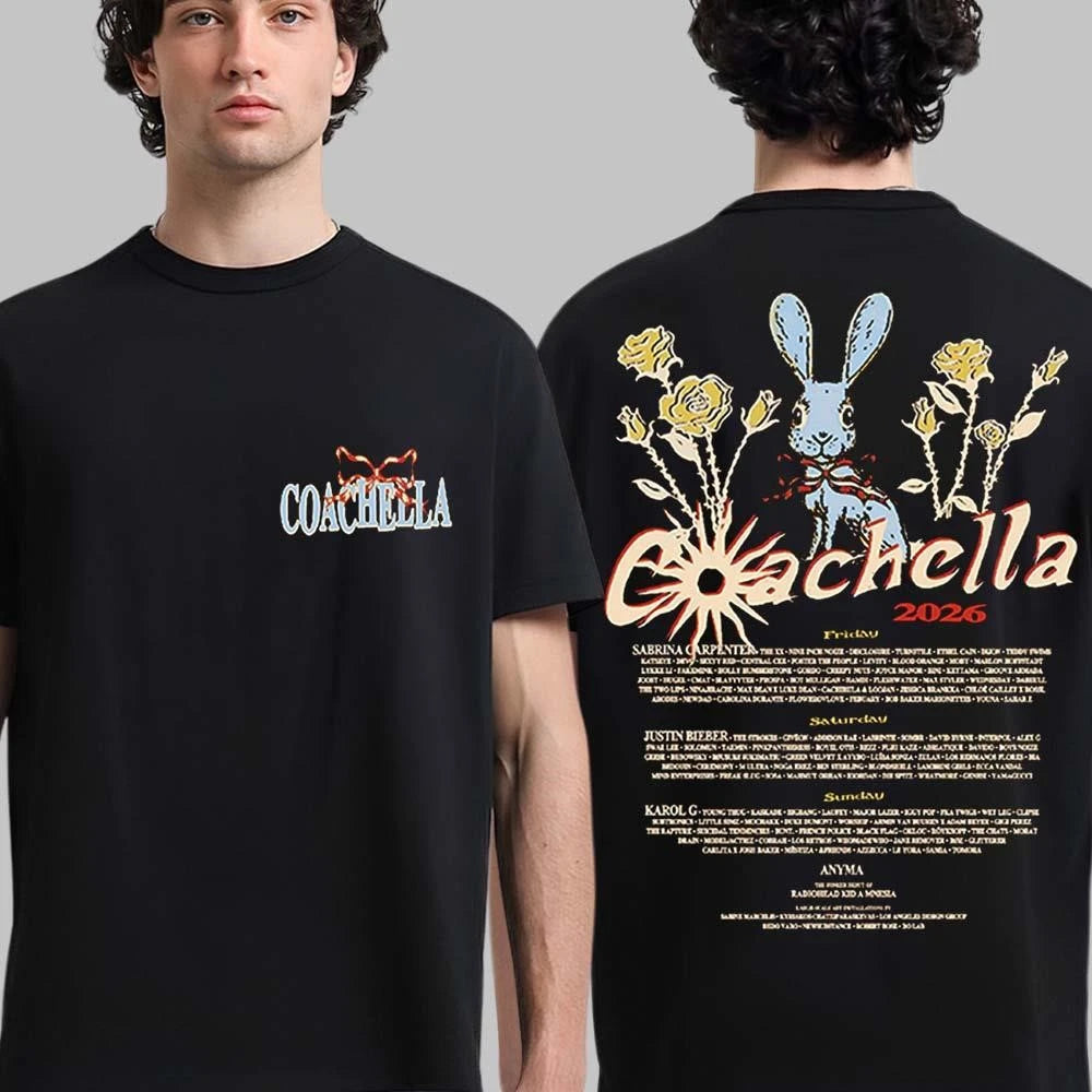 Coachella 2026 Merch In Indio California Ribbons #038 Roses 2026 Lineup T Shirt