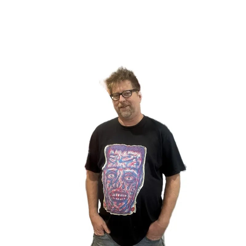 Cool Burn Frankenstein AppliquéD Woodcut Printed Menswear Top T-Shirts