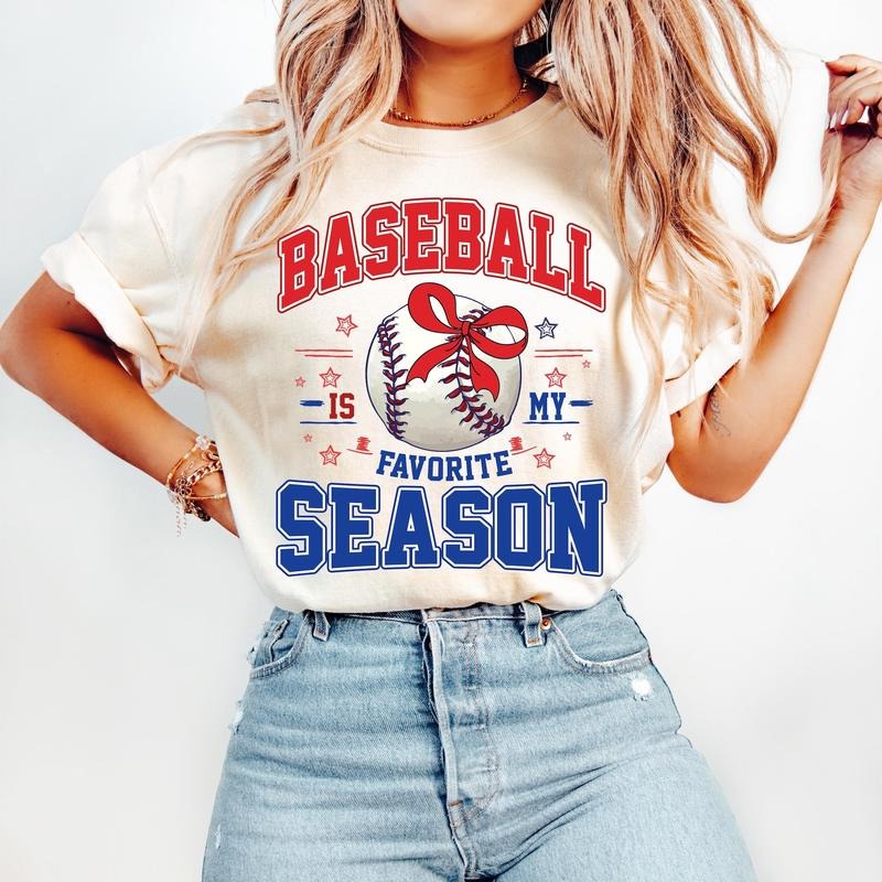 Coquette Baseball Baseball Is My Favorite Season Retro Baseball Game Day Baseball Mama Baseball Mom Baseball Bow T-Shirts