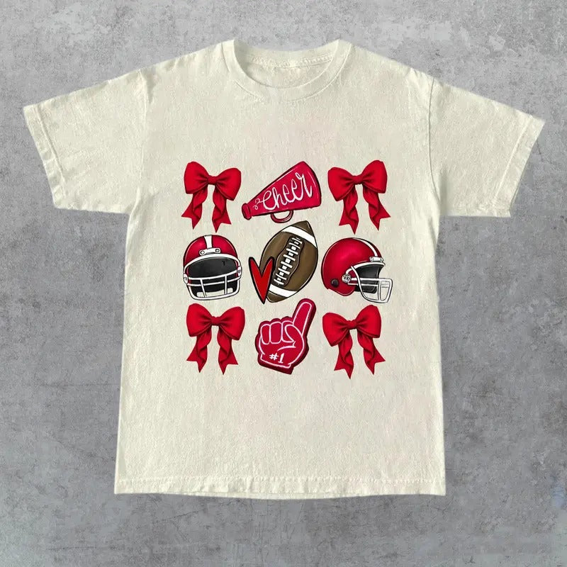 Coquette Game Day Shirt Football Game Day Coquette Football Shirt Sports Team Spirit Shirt Coquette Shirt Football Lover Shirt Womenswear Casual Fit Top T-Shirts
