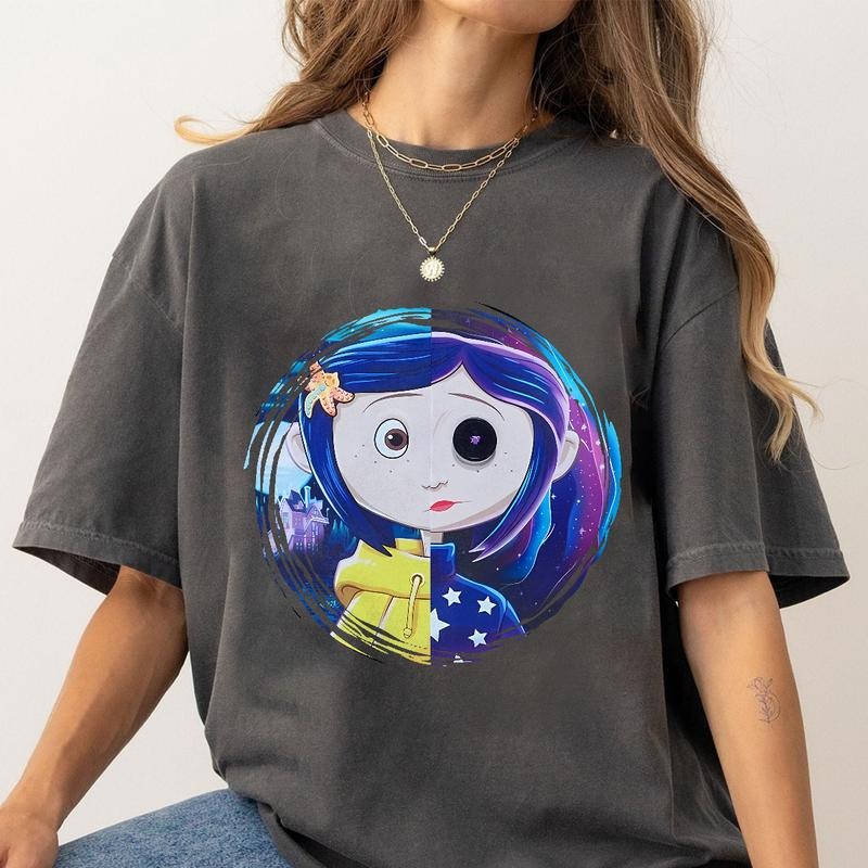 Cor.Ralinee Half Normal Half Button Face Shirt Horror Cor.Ralinee Movies Horror Character Shirt Halloween T-Shirts