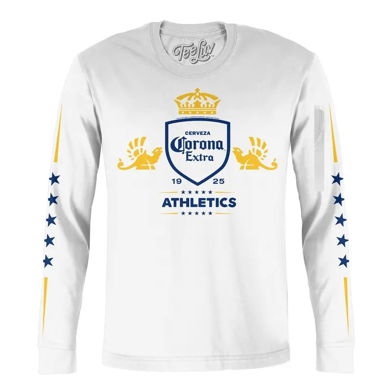 Corona Extra Athletics Stars Long Sleeve White T-Shirts