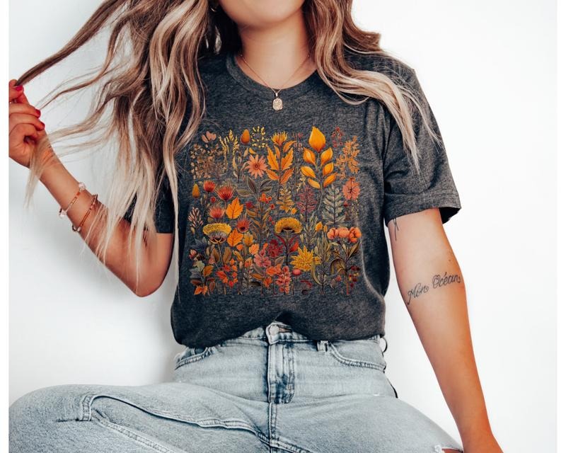 Cottagecore Granola Girl Boho Wildflower Shirt Botanical Shirt Cottage Core Shirt Goblincore Shirt Fairycore Floral Shirt Nature T-Shirts