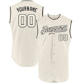 Custom Cream Cream-Black Authentic Sleeveless Baseball Jersey