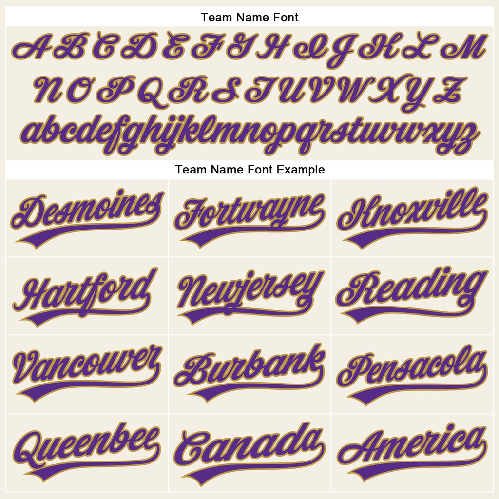 Custom Cream Purple Pinstripe Old Gold Authentic Baseball Jersey