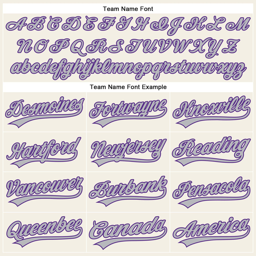 Custom Cream Gray Pinstripe Purple Authentic Baseball Jersey