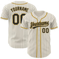 Custom Cream Black Pinstripe Old Gold Authentic Baseball Jersey