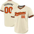 Custom Cream Orange-Black Authentic Throwback Baseball Jersey