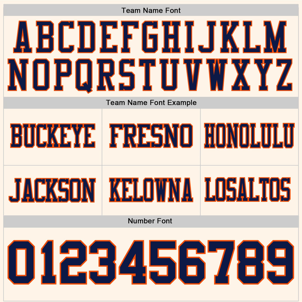 Custom Cream Navy-Orange Authentic Football Jersey