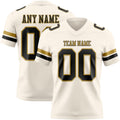 Custom Cream Black-Old Gold Authentic Football Jersey