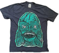 Creature Head Woodcut Appliqued Hand Printed Woodcut Menswear Cotton Top Streetwear Casual T-Shirts