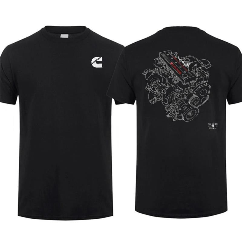 Cummins 59l 24v Sided Car Parts Cummins Engine Car Lover Menswear Car Parts Short Sleeve (1)