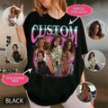 Custom Bootleg Rap Shirt Girlfriend Boyfriend Face Photo Vintage Your Own Picture Idea Personalized Check Cotton Fabric T-Shirts