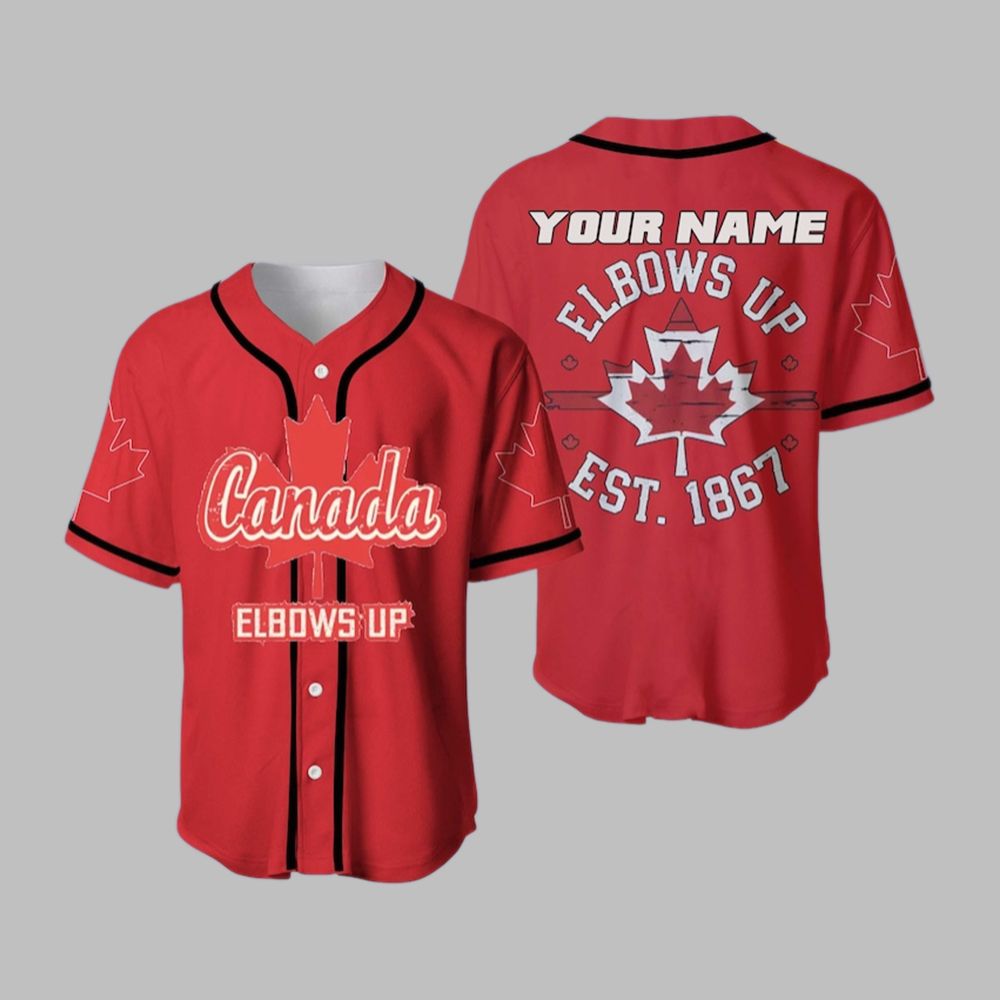 Custom Canada Elbows Up Baseball Jersey Shirt - Grishko.com