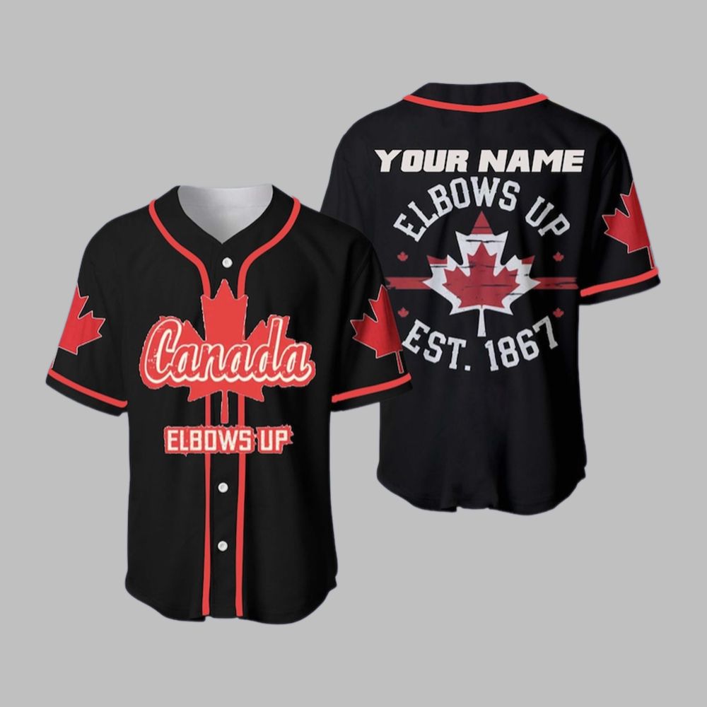 Custom Canada Elbows Up Baseball Jersey Shirt - Grishko.com