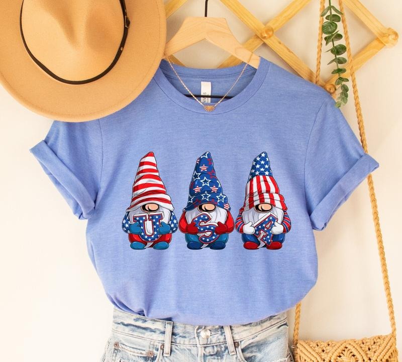 Cute American 4th July Gnomes Shirt Patriotic Gnomes Funny Fourth July Shirt Independence Day American Flag Shirt Usa T-Shirts