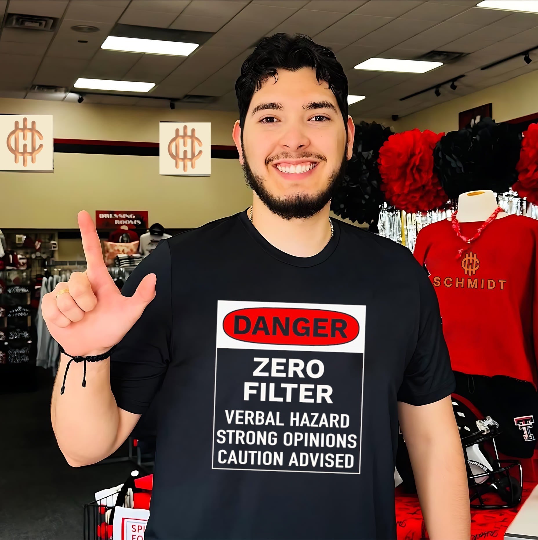 Danger Zero Filter Verbal Hazard Strong Opinions Caution Advised shirt