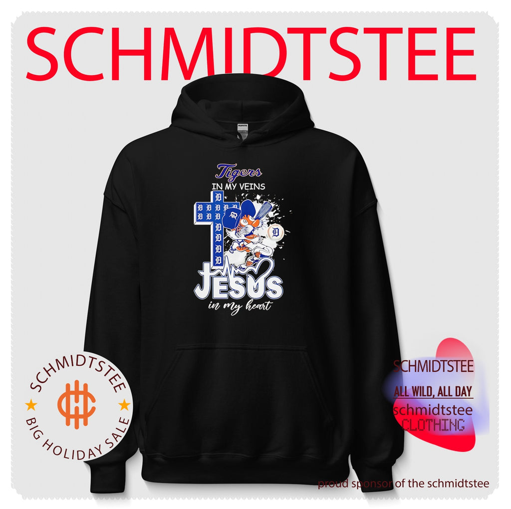 Detroit Tigers in my veins Jesus in my heart cross shirt